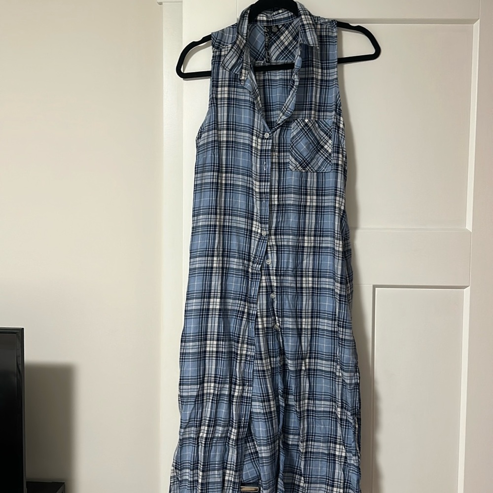 Blue plaid dress or cape